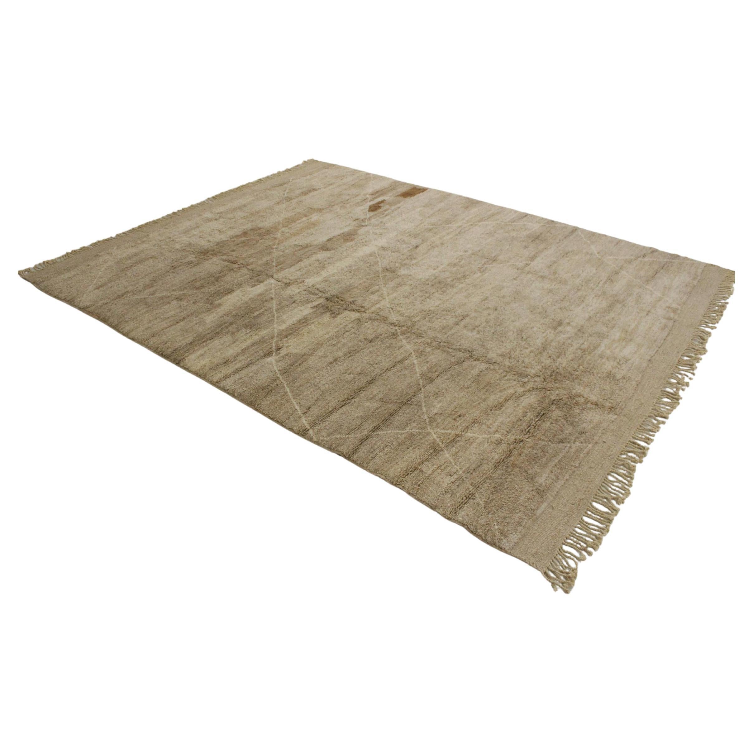 Skandinavischer Mrirt-Teppich aus marokkanischer Wolle - Beige/Braun - 10.3x13feet / 315x398cm im Angebot