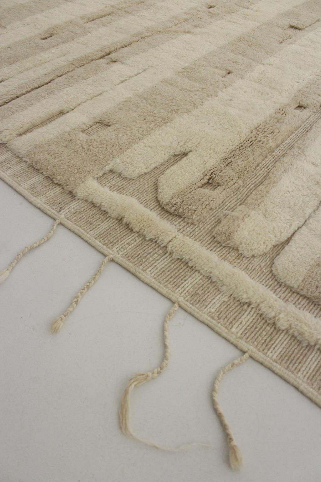 Skandinavischer marokkanischer Mrirt-Teppich aus Wolle - Creme/beige - 7.6x10,5feet / 232x322cm im Angebot 1