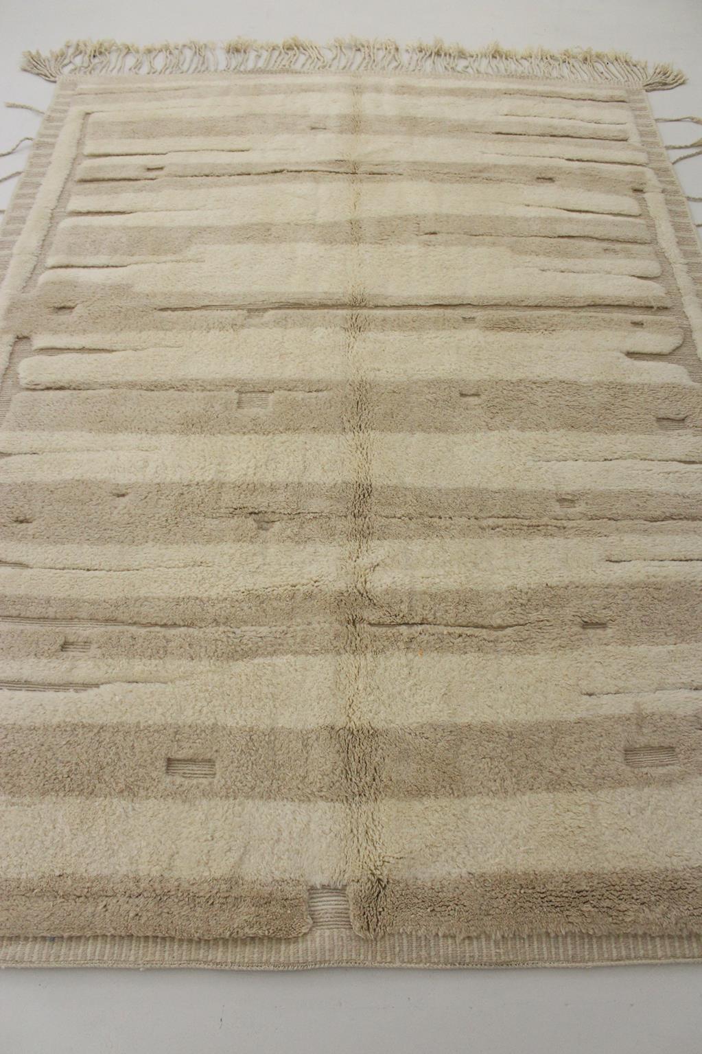 Skandinavischer marokkanischer Mrirt-Teppich aus Wolle - Creme/beige - 7.6x10,5feet / 232x322cm im Angebot 2