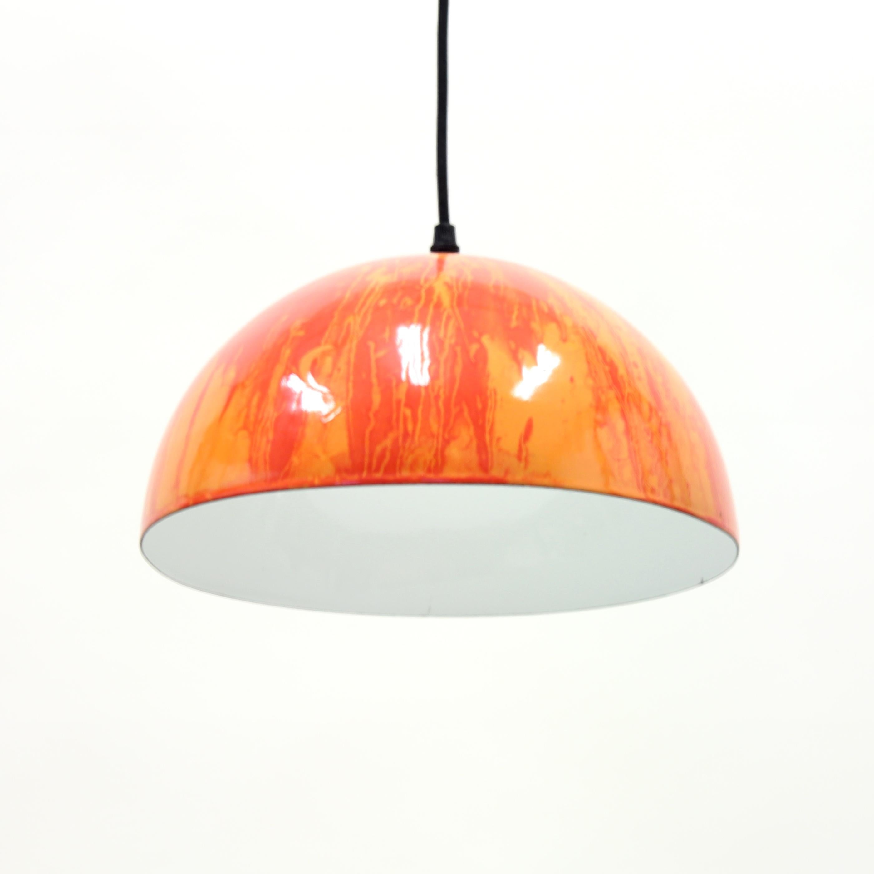 Scandinavian Multicolored Enamel Ceiling Lamp, 1970s In Good Condition In Uppsala, SE