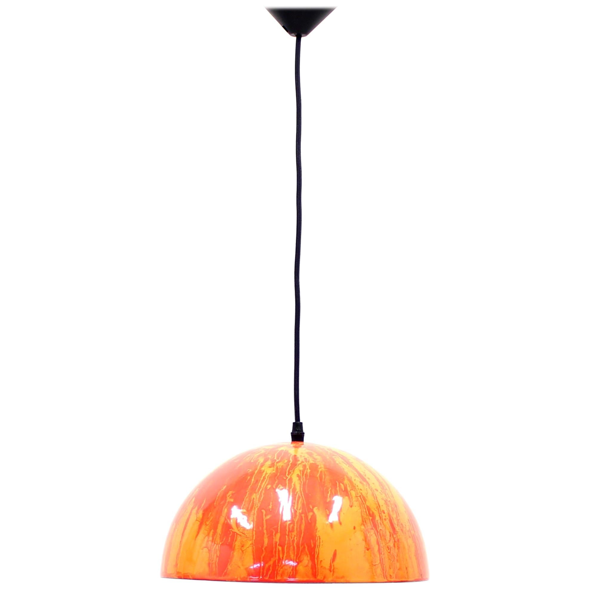 Scandinavian Multicolored Enamel Ceiling Lamp, 1970s