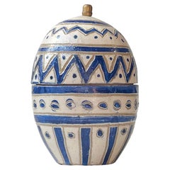 Scandinavian Naive Egg Trinket Jar in Glazed Stoneware, 1970s