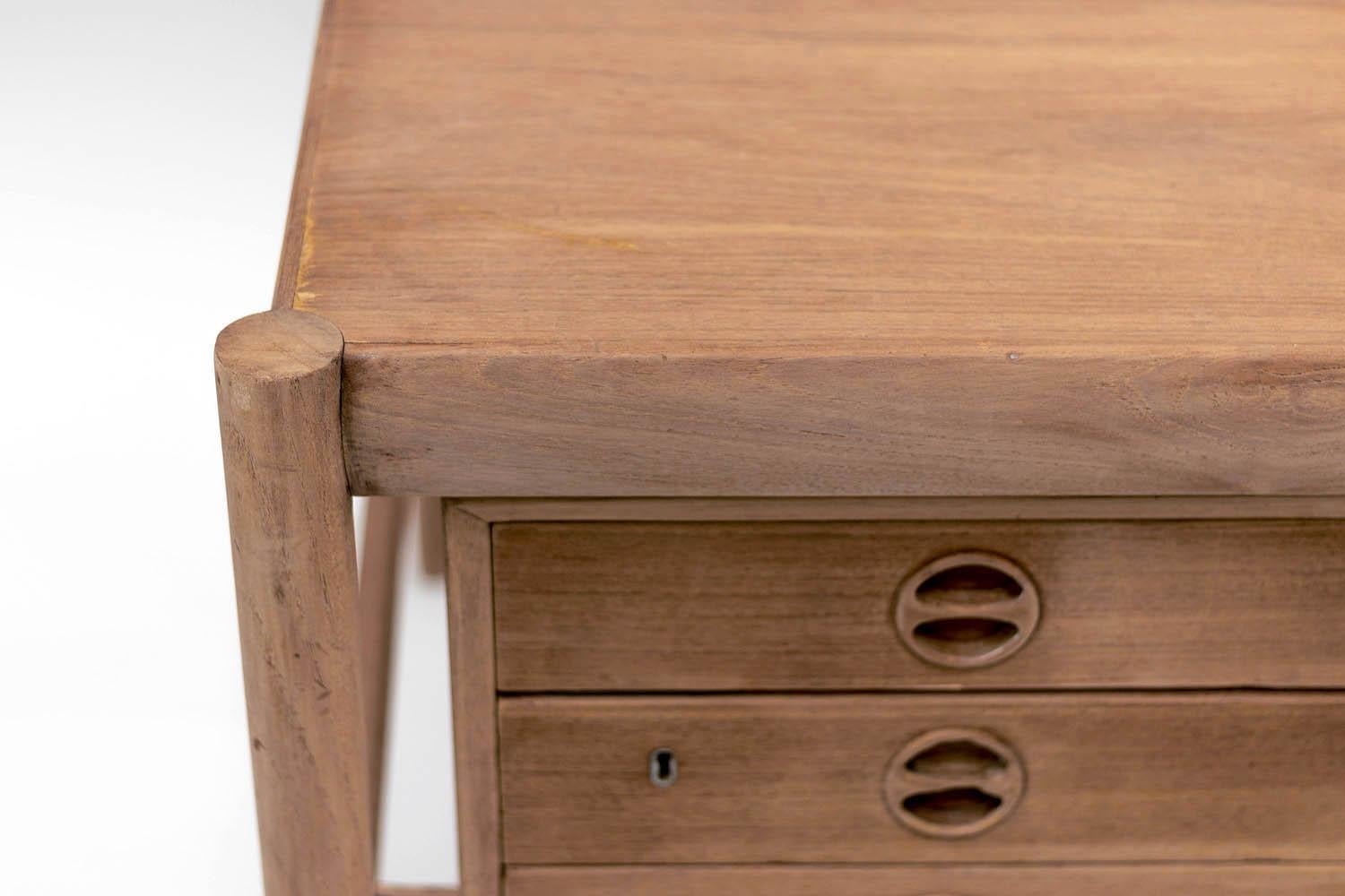 European Scandinavian Natural Teak Desk, 1970s