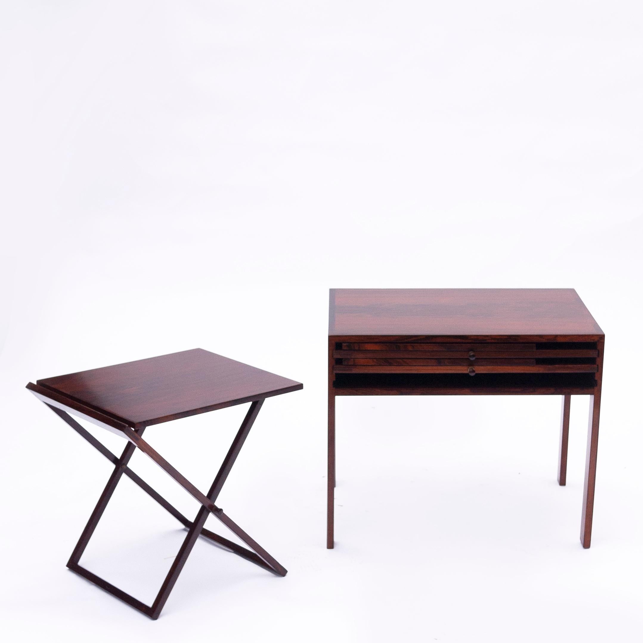Scandinavian Nesting Tables and Side Table in Rosewood by Illum Wikkelsø, 1960s For Sale 7
