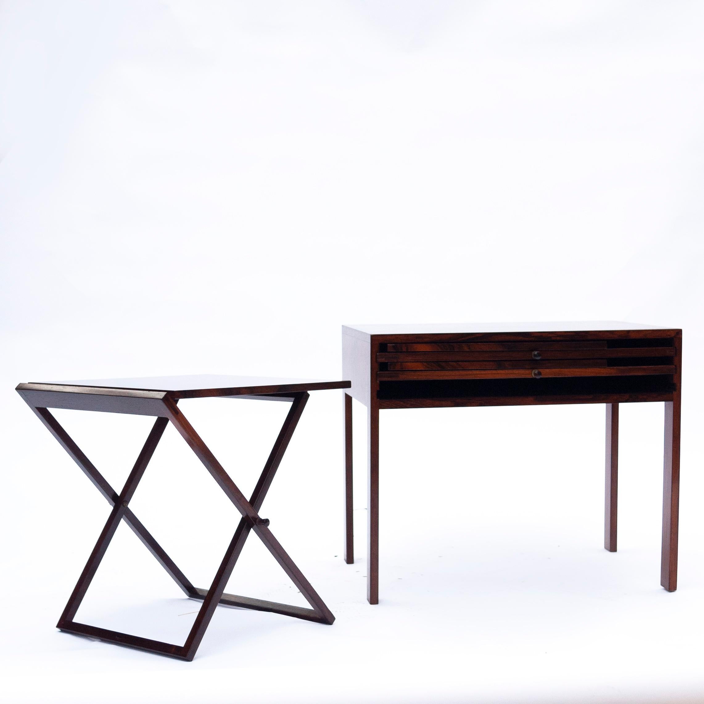 Danish Scandinavian Nesting Tables and Side Table in Rosewood by Illum Wikkelsø, 1960s For Sale