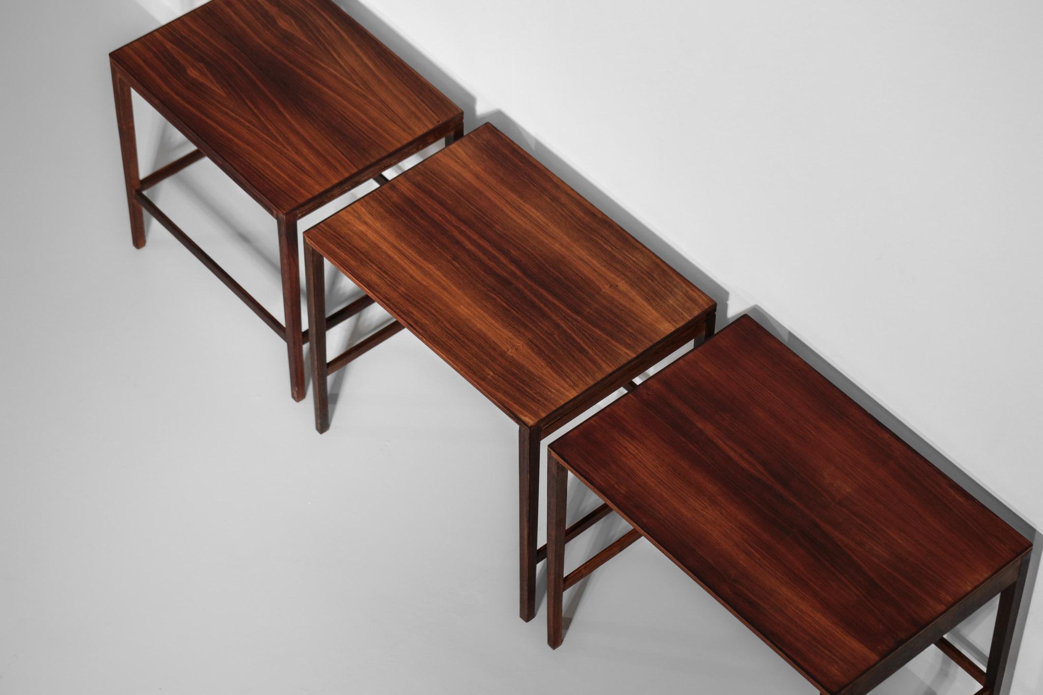 Mid-Century Modern Tables gigognes scandinaves en bois de rose danoises des années 1960 en vente