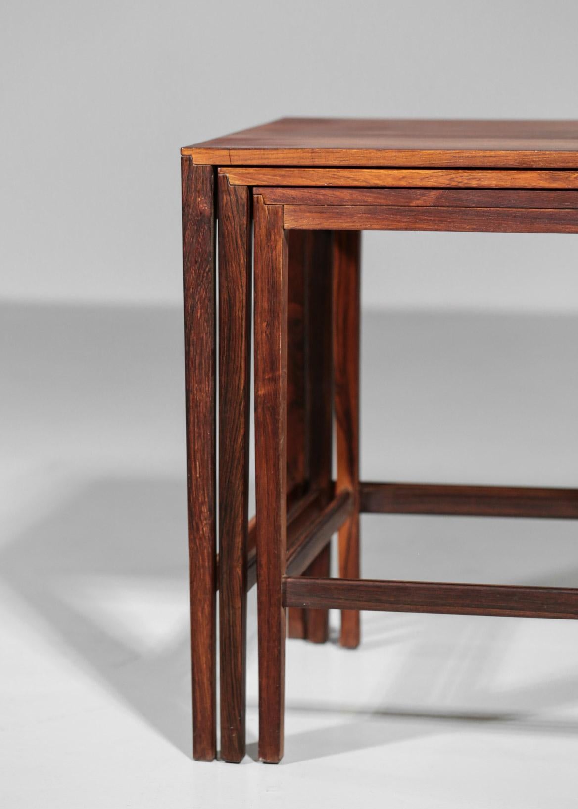 Scandinavian Nesting Tables in Rosewood 1960s Danish In Excellent Condition For Sale In Ternay, Auvergne-Rhône-Alpes