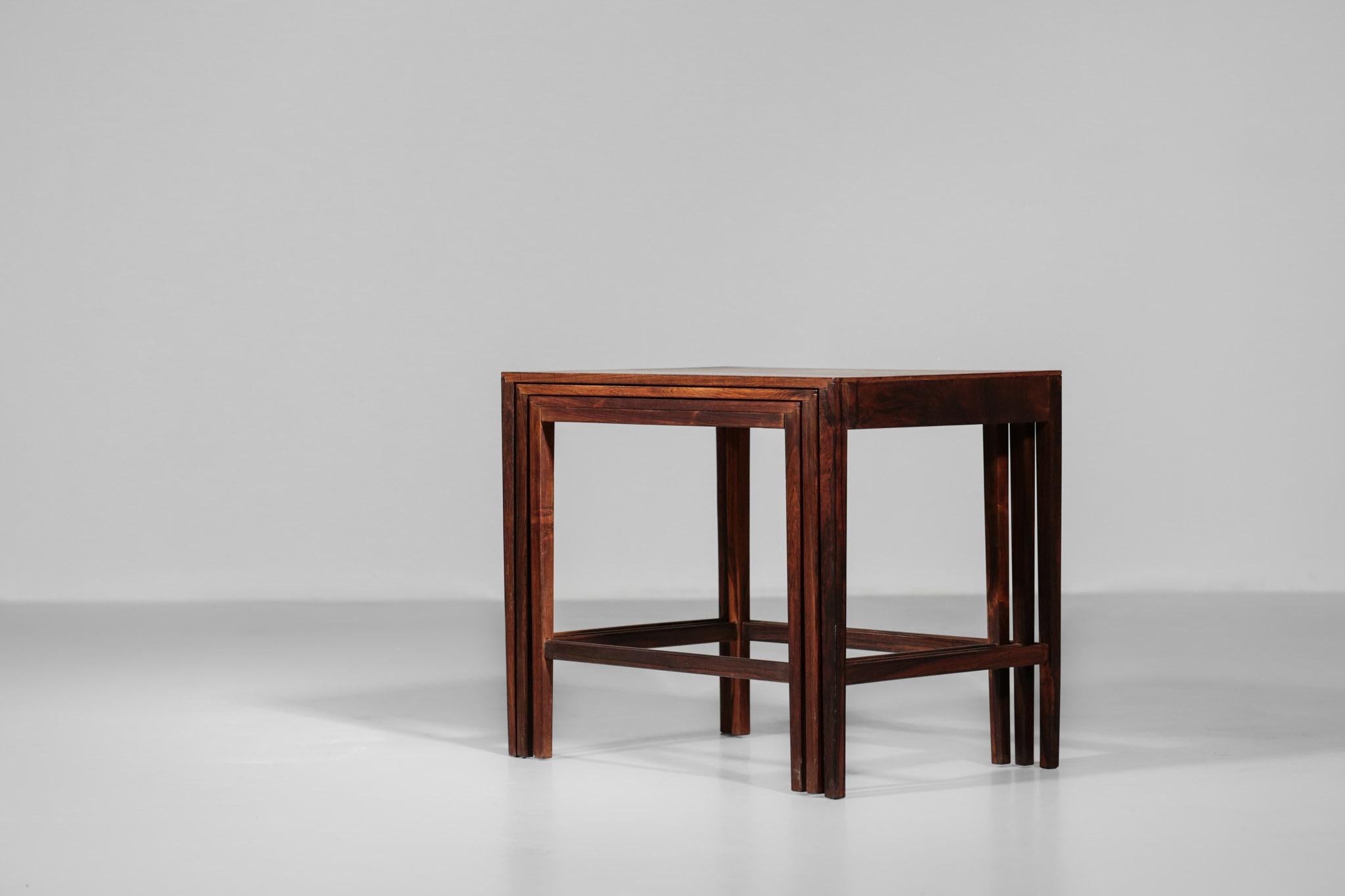 Mid-20th Century Scandinavian Nesting Tables in Rosewood 1960s Danish For Sale