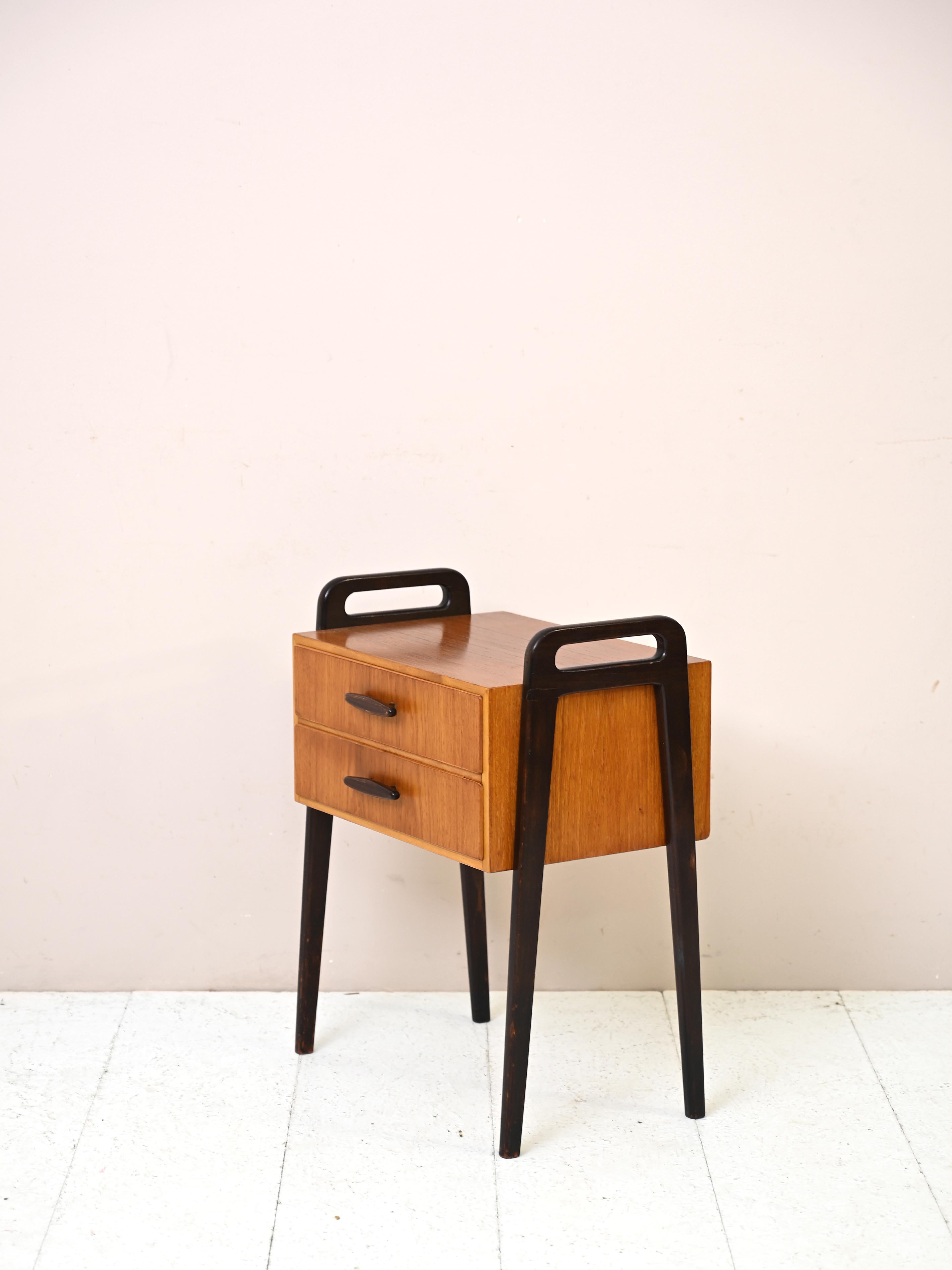 Mid-20th Century Scandinavian Nightstand with Black Details For Sale