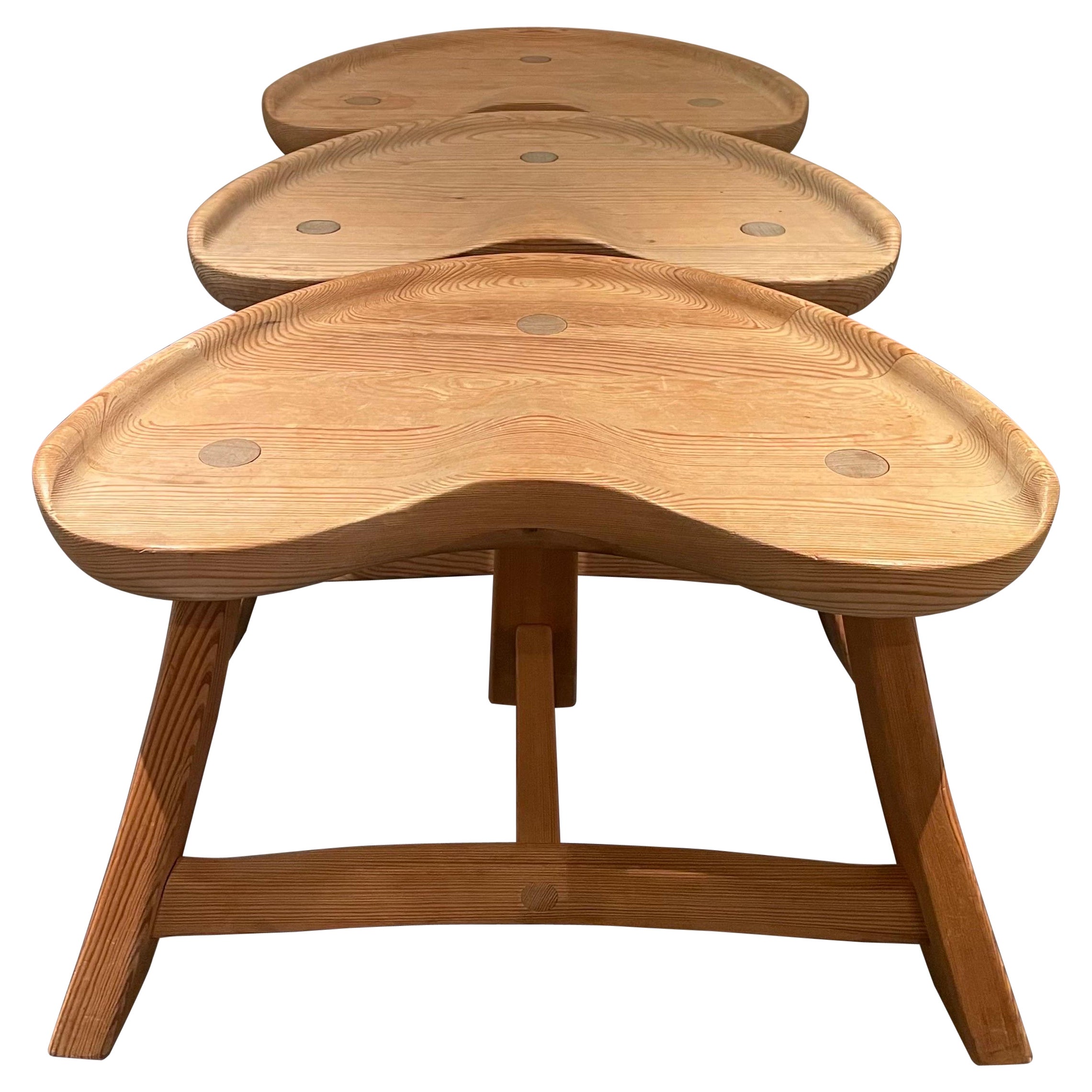 Skandinavischer / Norwegischer Hocker Modell 522 Kollektion in Kiefer von Krogenaes Möbler