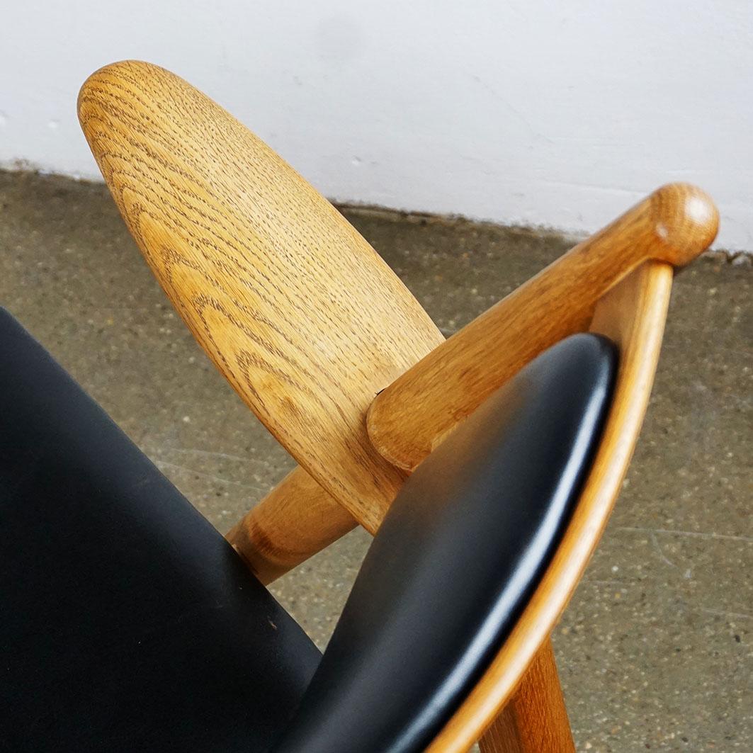 Scandinavian Oak and Black Leather CH28 Chair by Hans Wegner for Carl Hansen 5