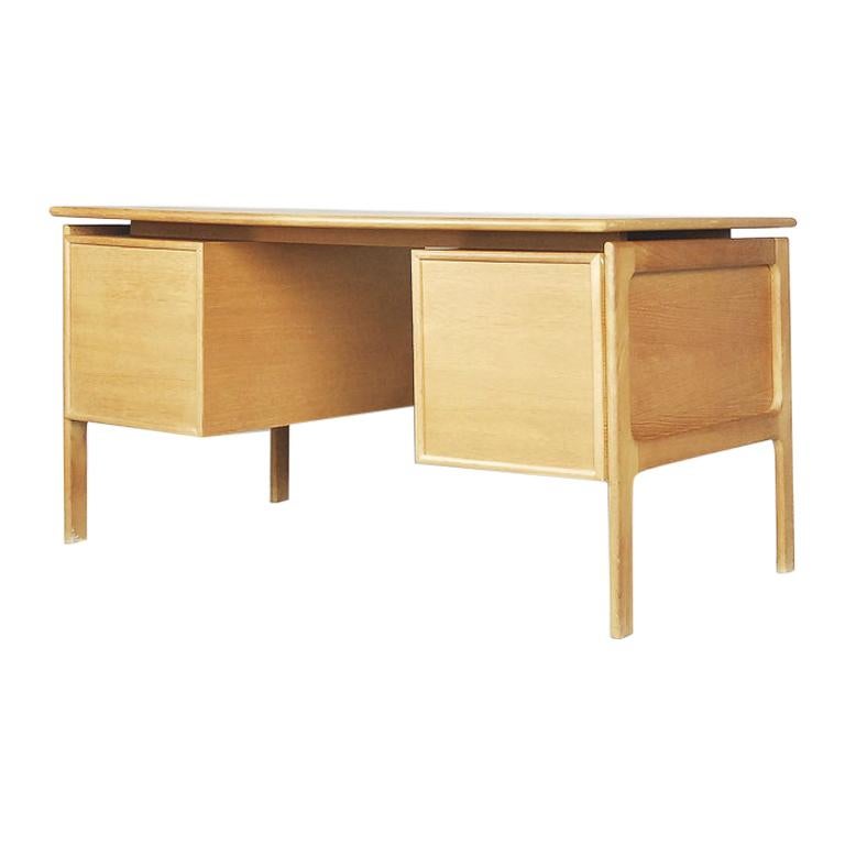 Scandinavian Oak Bilateral Vintage Desk, 1960s For Sale