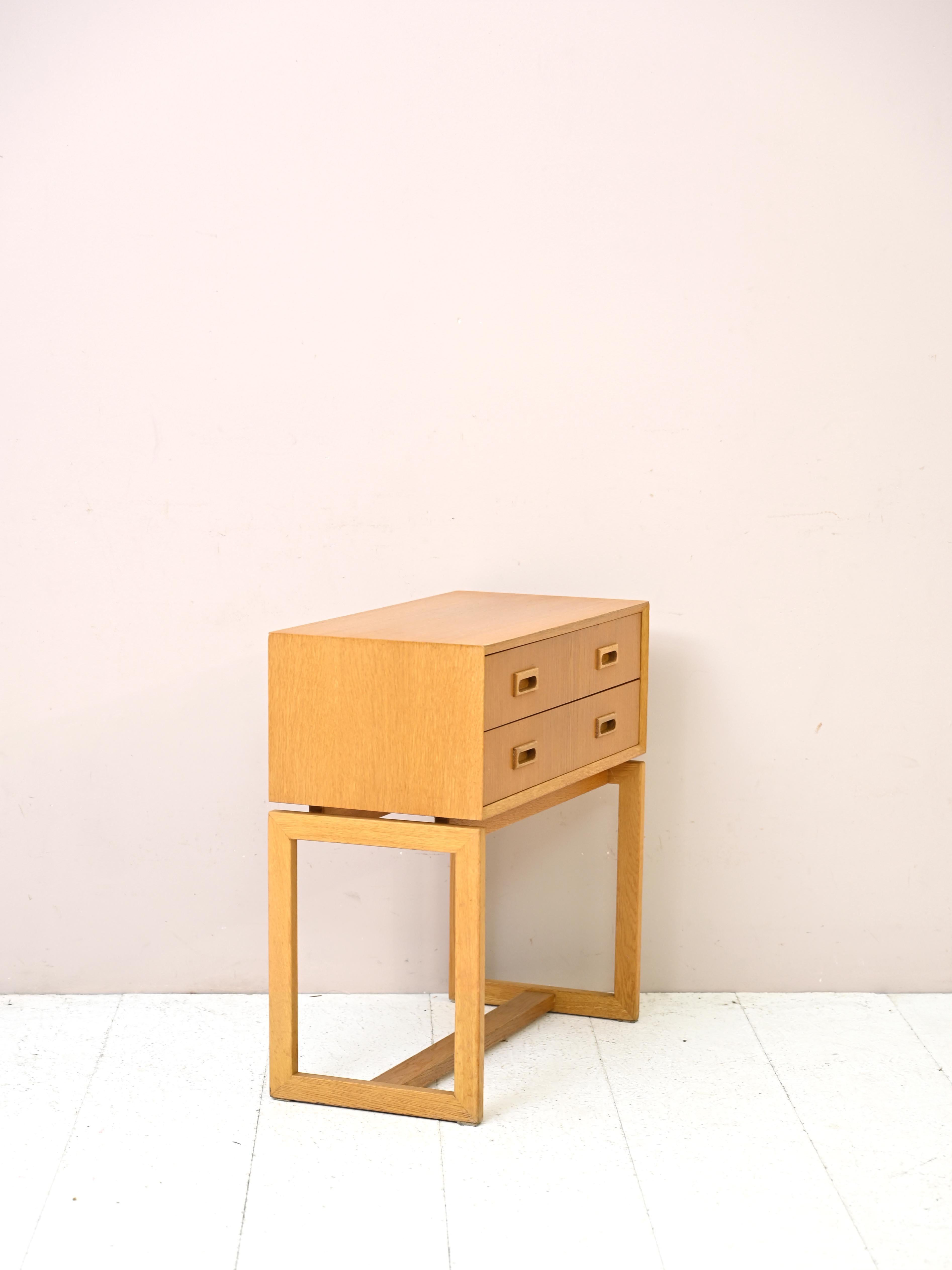 Scandinavian Oak Cabinet with Two Drawers In Good Condition For Sale In Brescia, IT