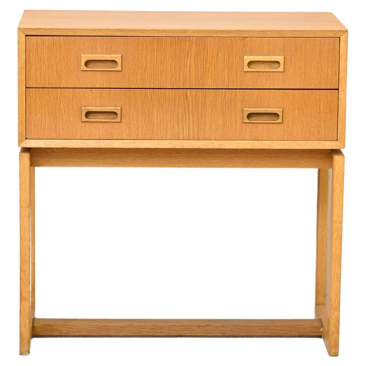 Scandinavian Oak Cabinet with Two Drawers For Sale