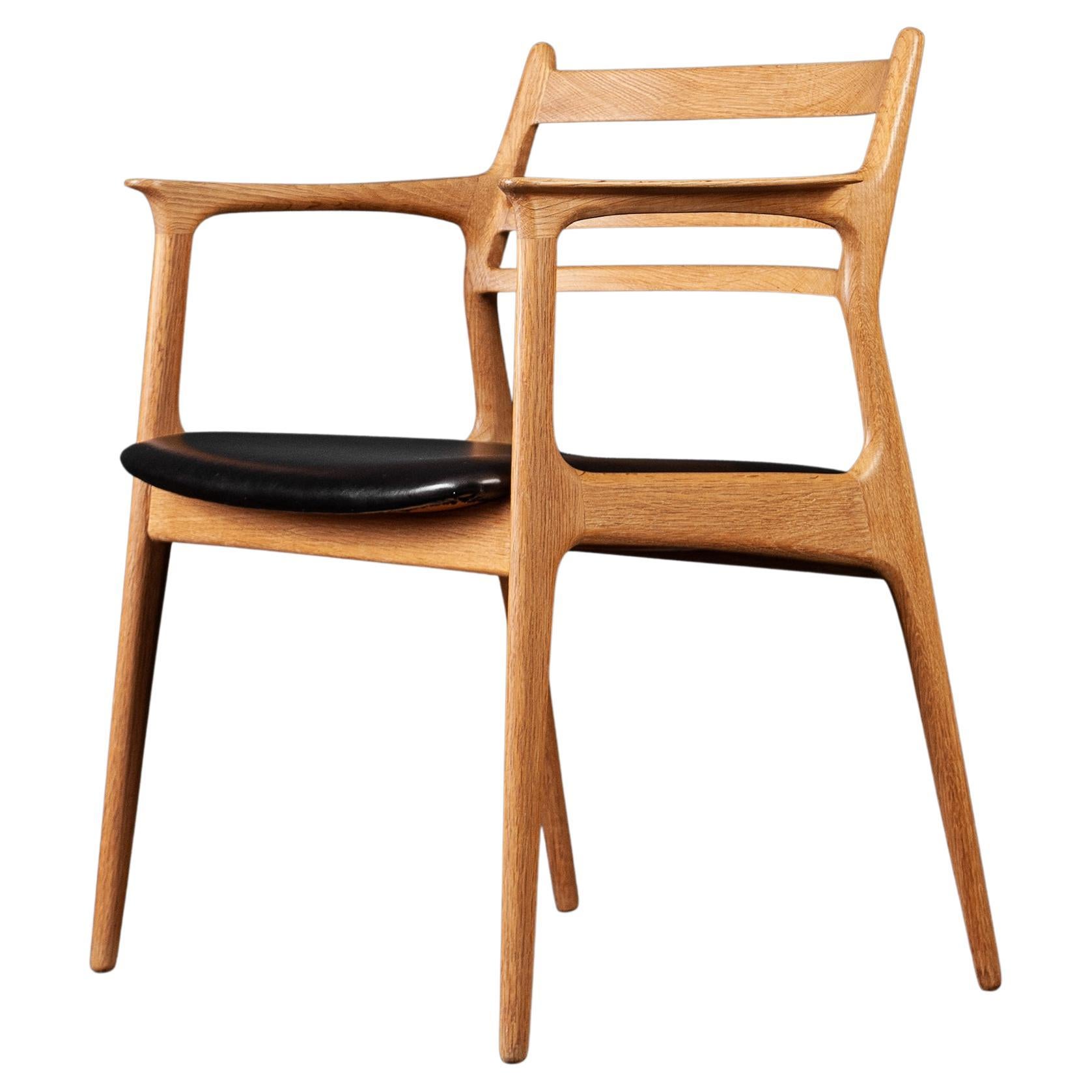 Unique Handcrafted Scandinavian Oak & Leather Chair 