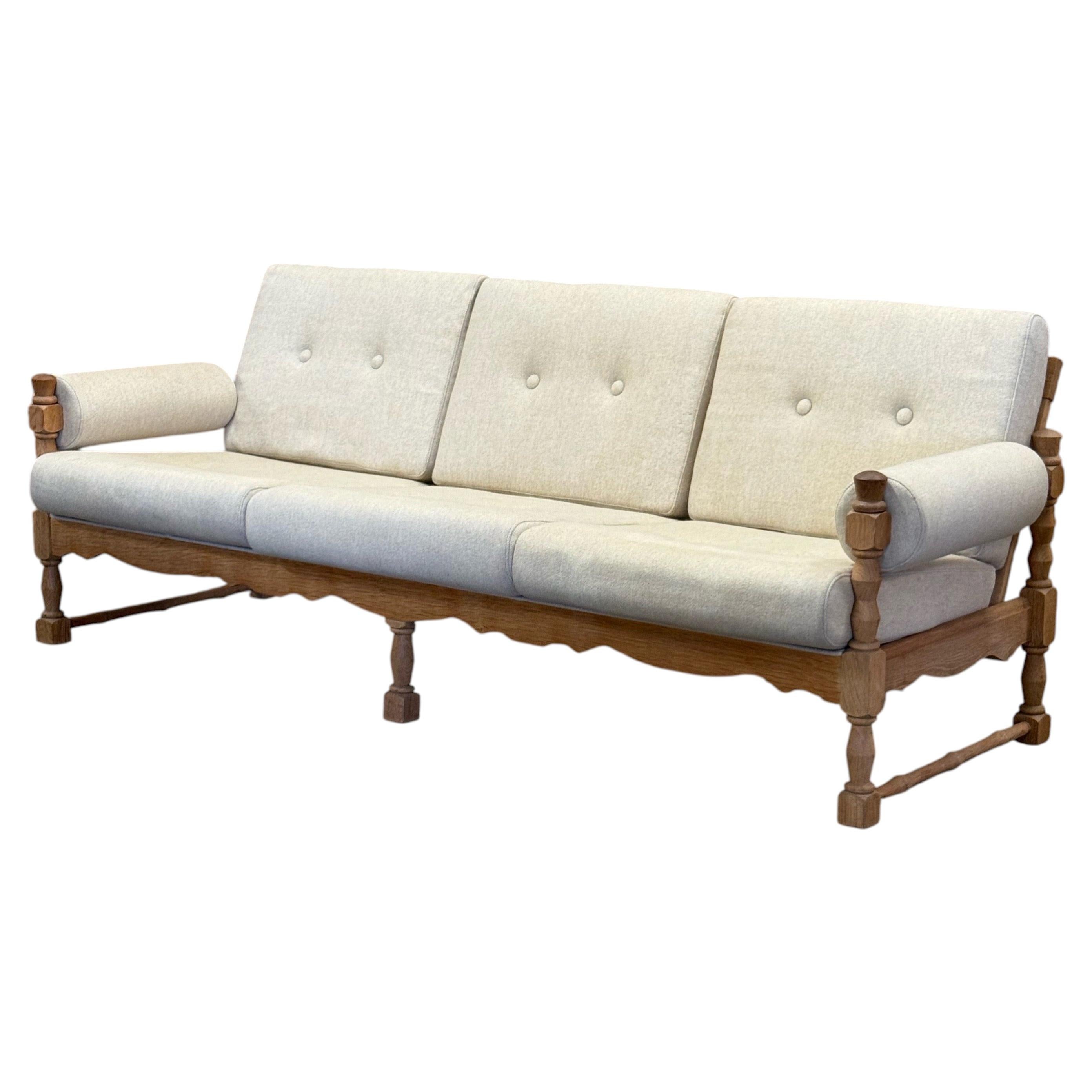Scandinavian oak decorative Kjaernulf style wood frame sofa