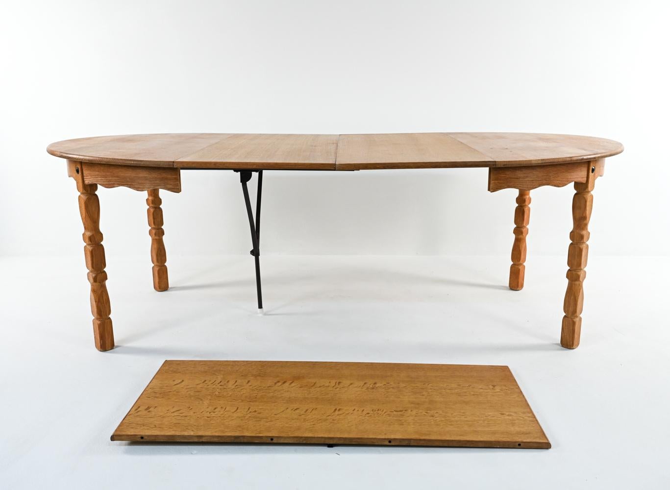 20th Century Scandinavian Oak Dining Table in the Manner of Henning Kjærnulf, c. 1970's