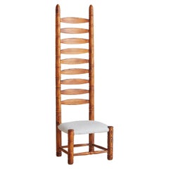 Sedia scandinava con schienale a scaletta in Oak, avorio, anni '60
