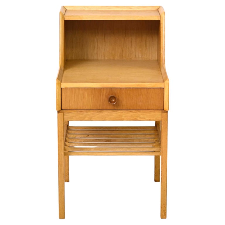Scandinavian Oak Nightstand with Double Shelf For Sale at 1stDibs