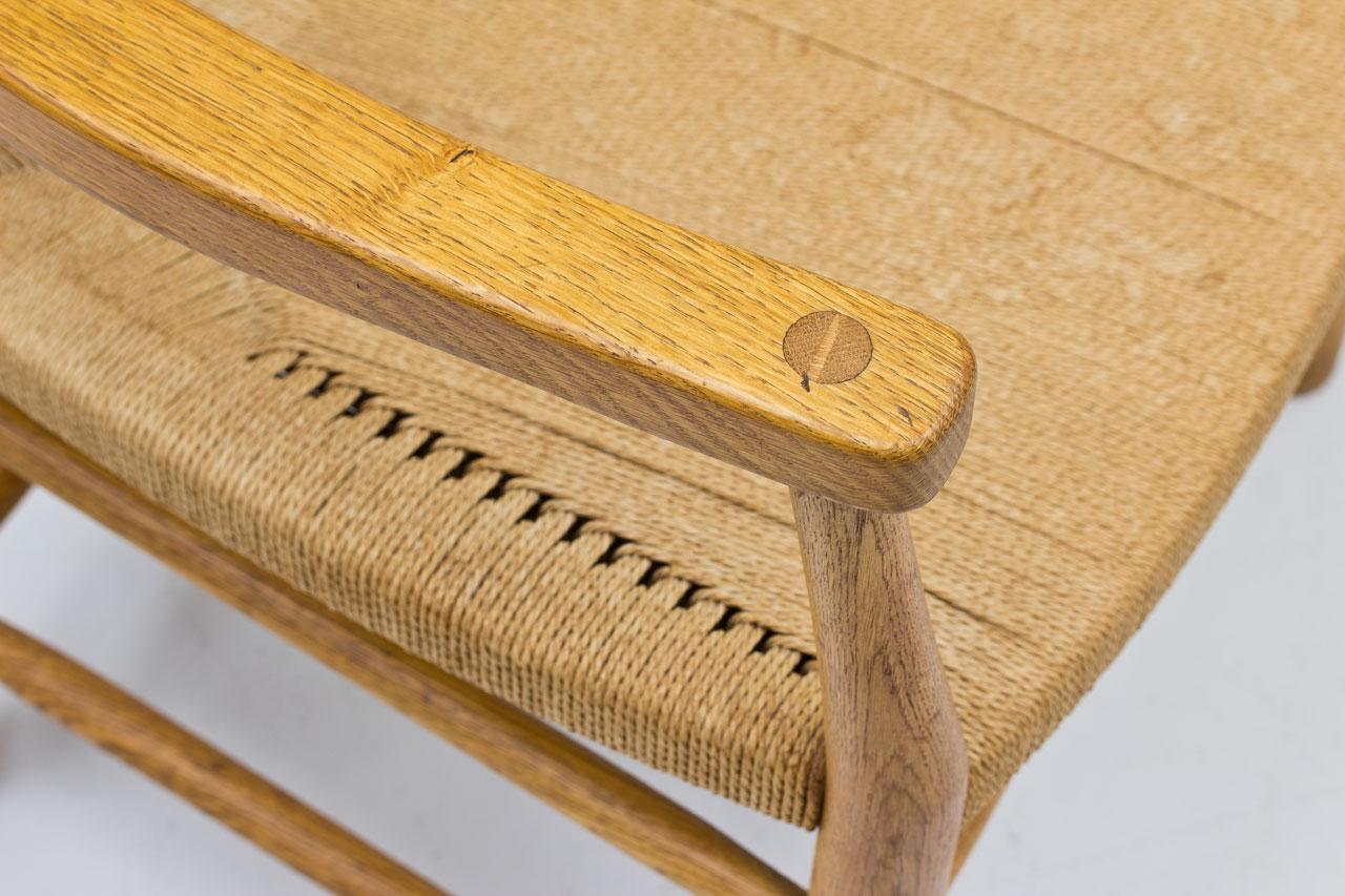 Scandinavian Oak & Paper Cord Armchairs by Viggo Hardie-Fischer, Denmark For Sale 3