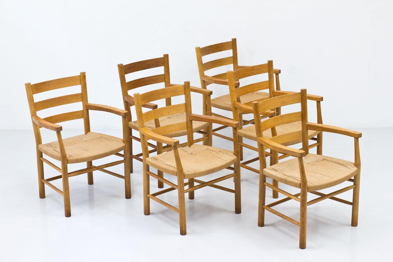Danish Scandinavian Oak & Paper Cord Armchairs by Viggo Hardie-Fischer, Denmark For Sale
