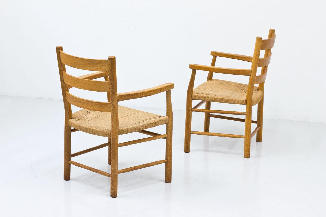 Papercord Scandinavian Oak & Paper Cord Armchairs by Viggo Hardie-Fischer, Denmark For Sale