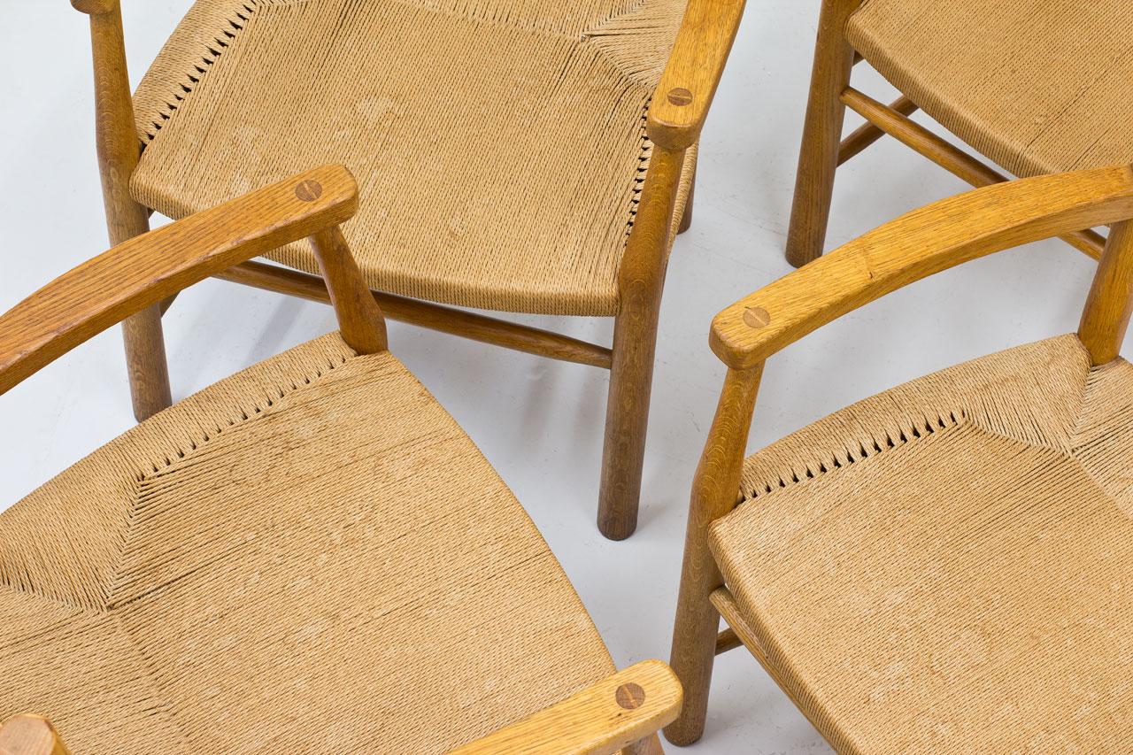 Scandinavian Oak & Paper Cord Armchairs by Viggo Hardie-Fischer, Denmark For Sale 2
