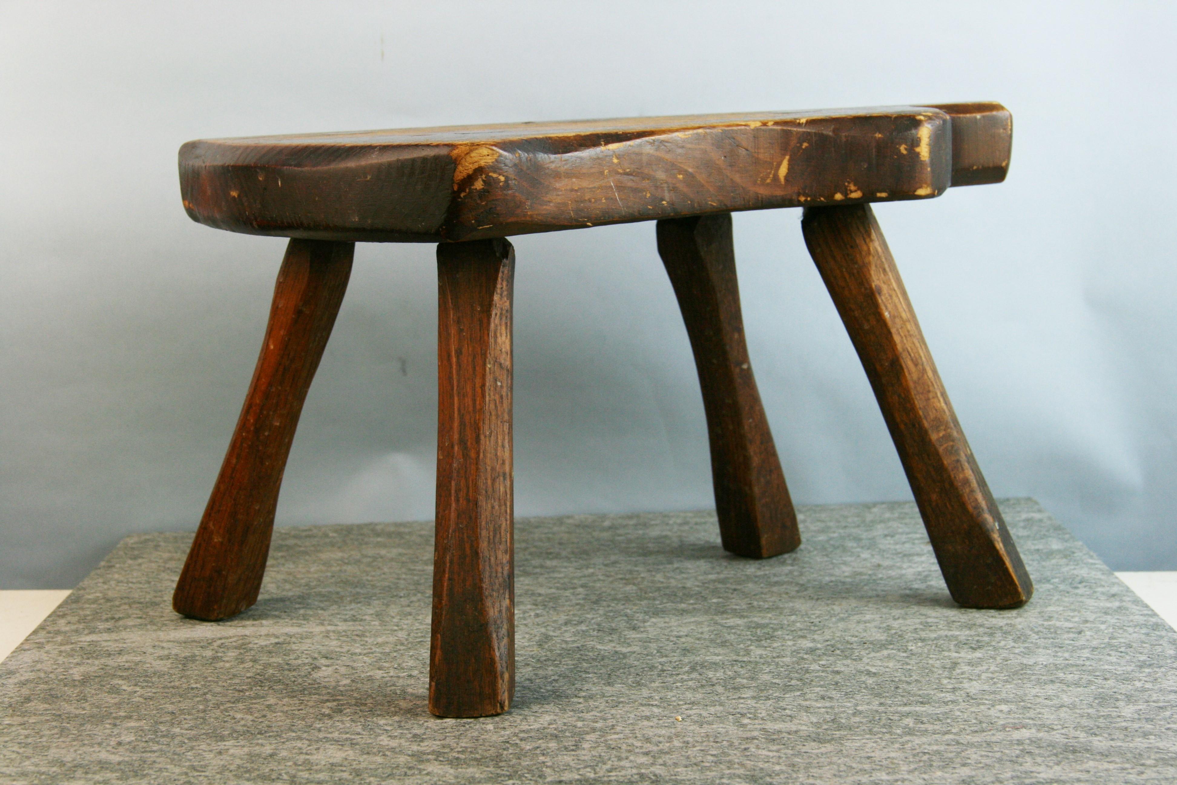 Mid-20th Century Scandinavian Oak Shaped Milking Stool 1940's