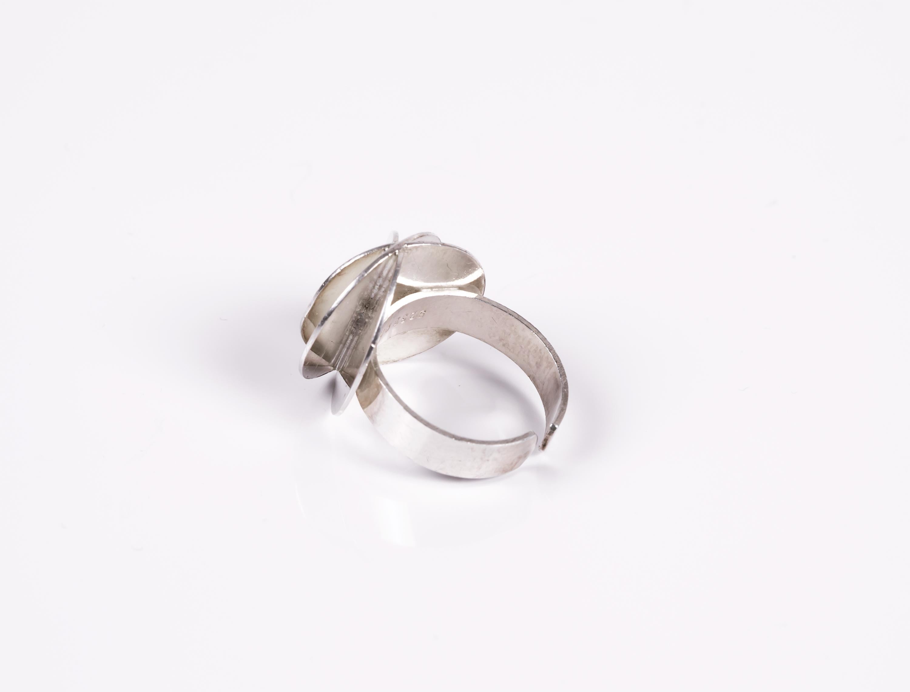 Women's Scandinavian Ola Dahlsveen 1960s Modernist Silver Ring For Sale