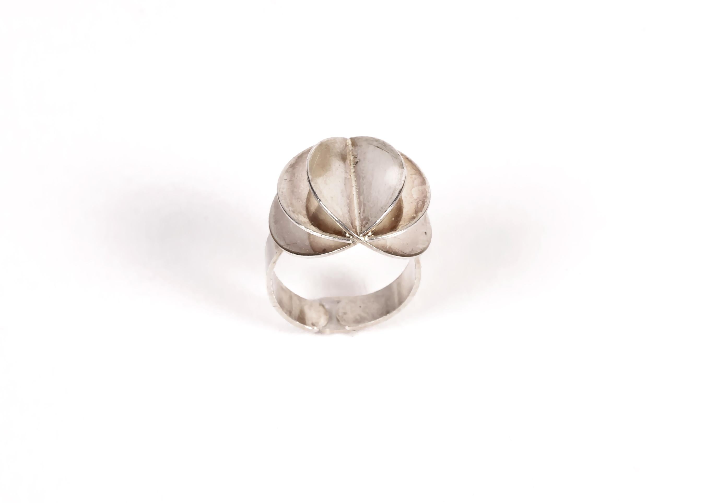 Scandinavian Ola Dahlsveen 1960s Modernist Silver Ring For Sale 2