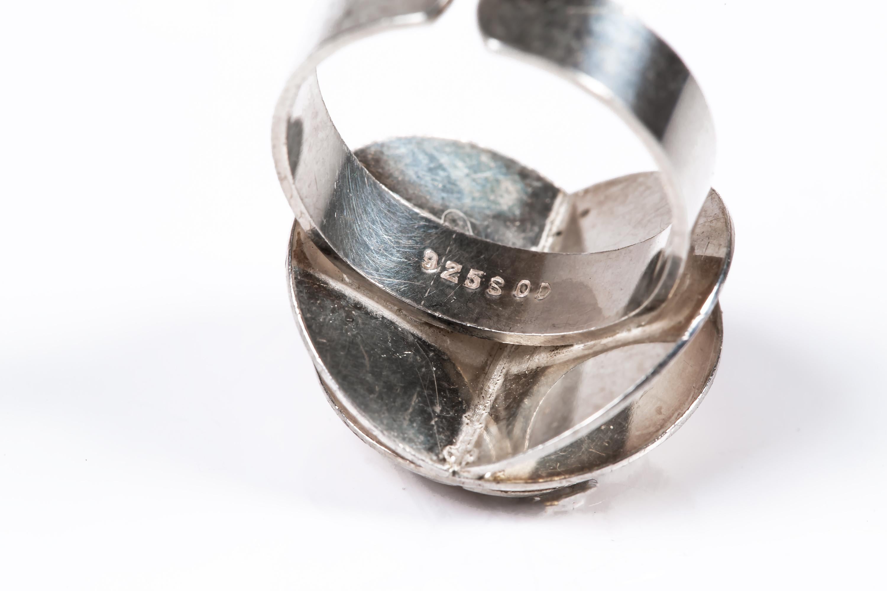 Scandinavian Ola Dahlsveen 1960s Modernist Silver Ring For Sale 5