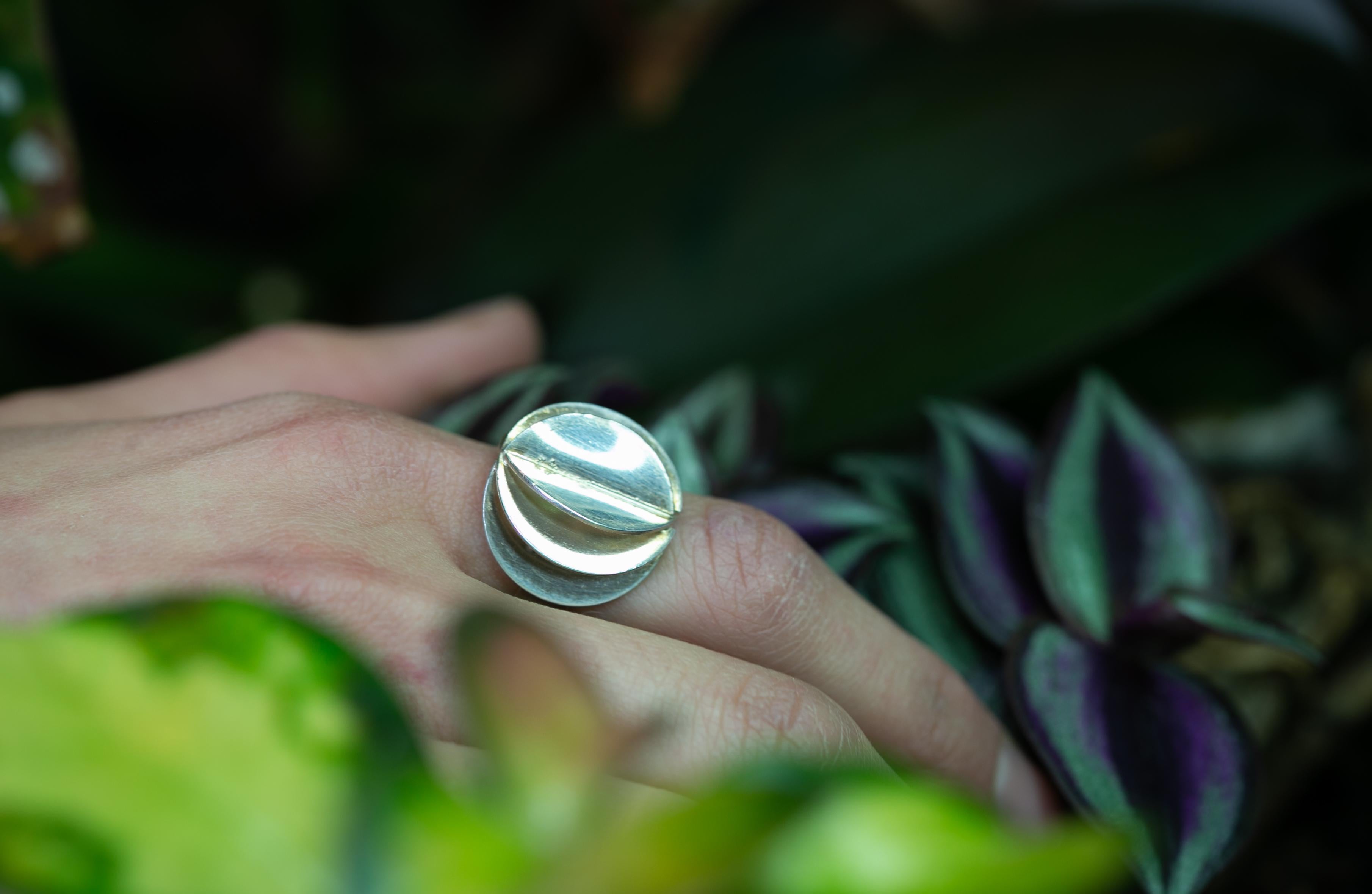 Scandinavian Ola Dahlsveen 1960s Modernist Silver Ring In Good Condition For Sale In Oslo, NO