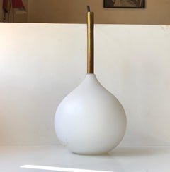 Scandinavian Onion Ceiling Light in Brass and Glass, 1970s