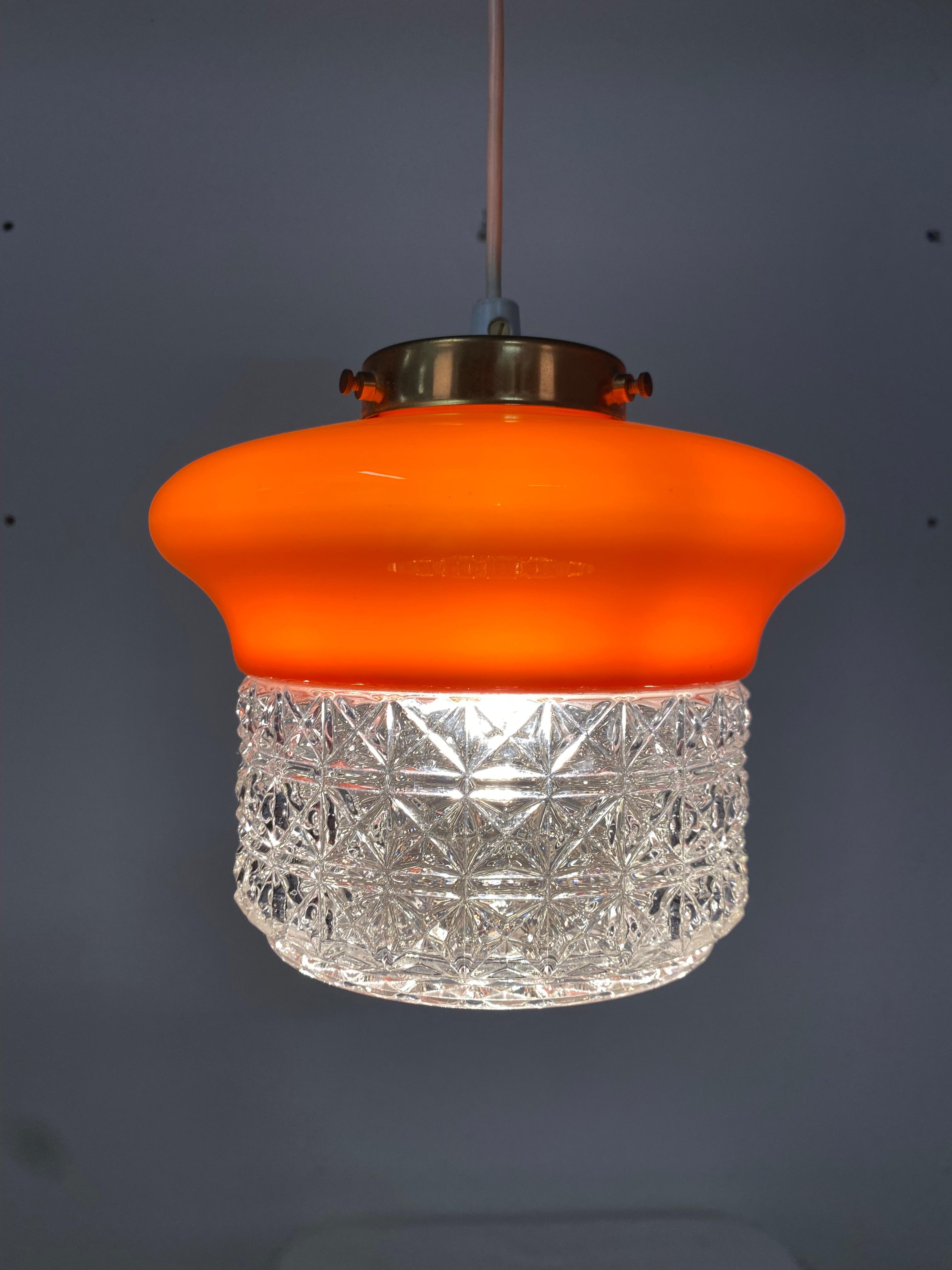 Scandinavian Orange Glass Pendant Lamp For Sale 4