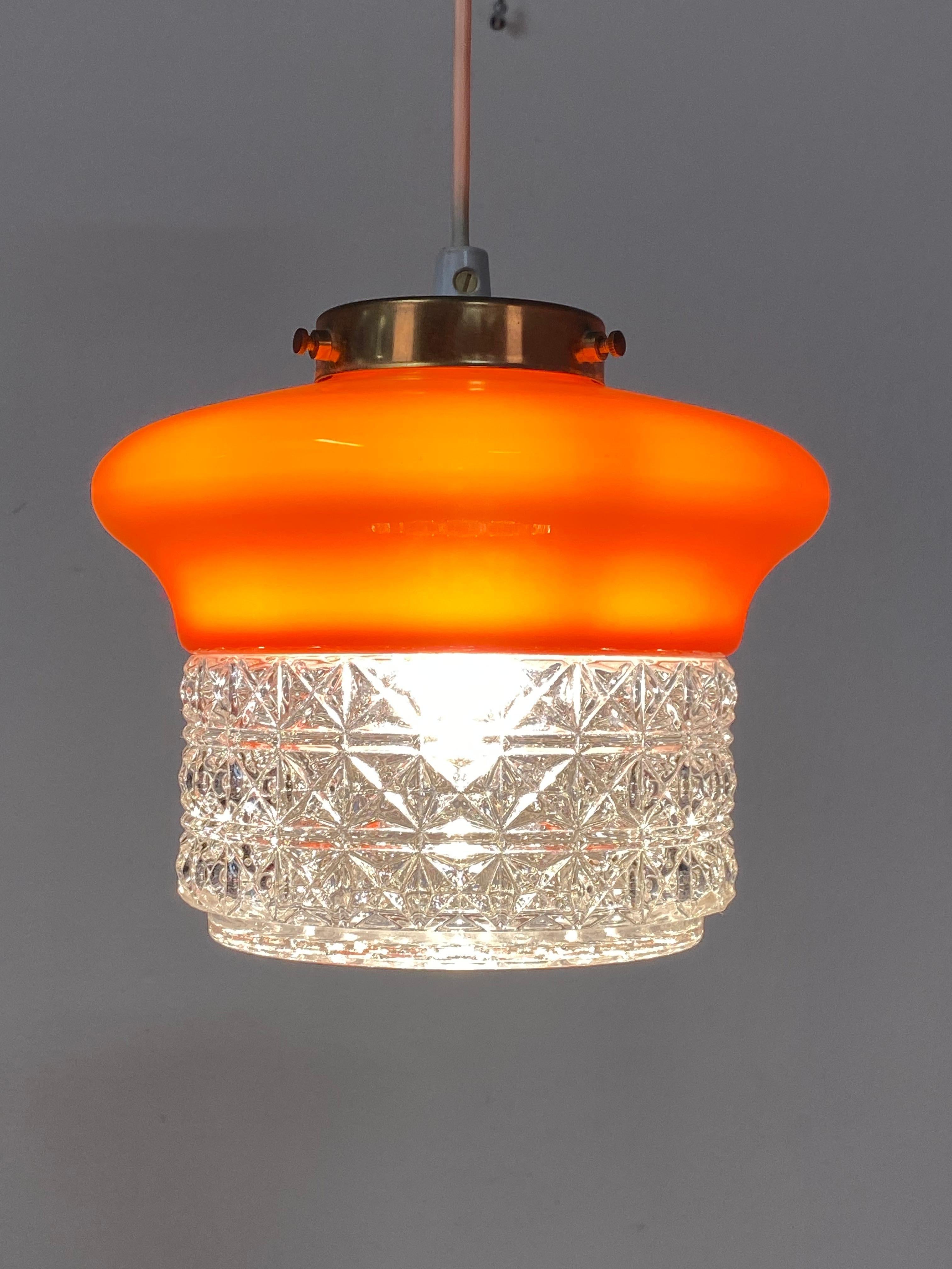 Scandinavian Orange Glass Pendant Lamp For Sale 5