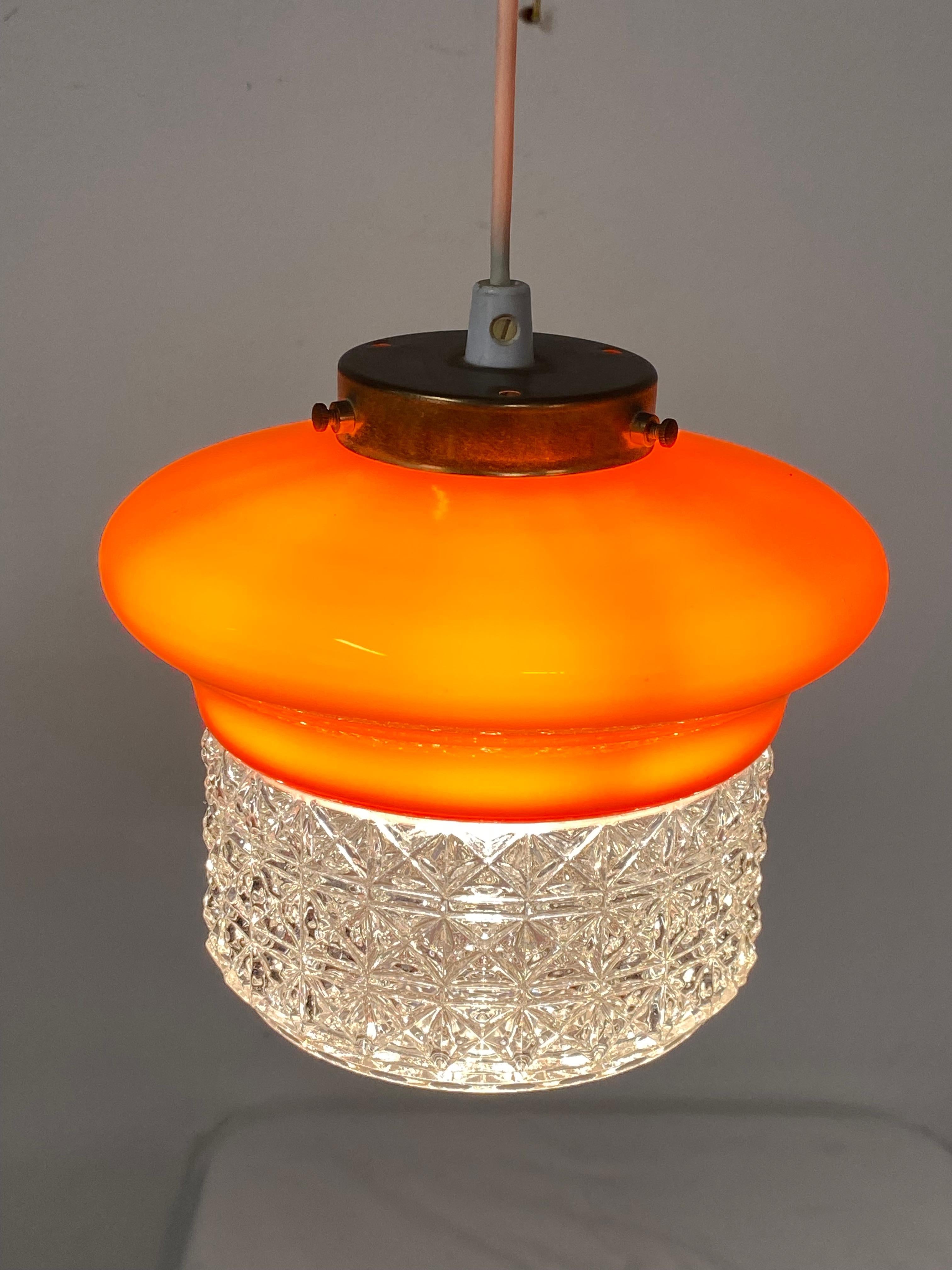 Scandinavian Orange Glass Pendant Lamp For Sale 6