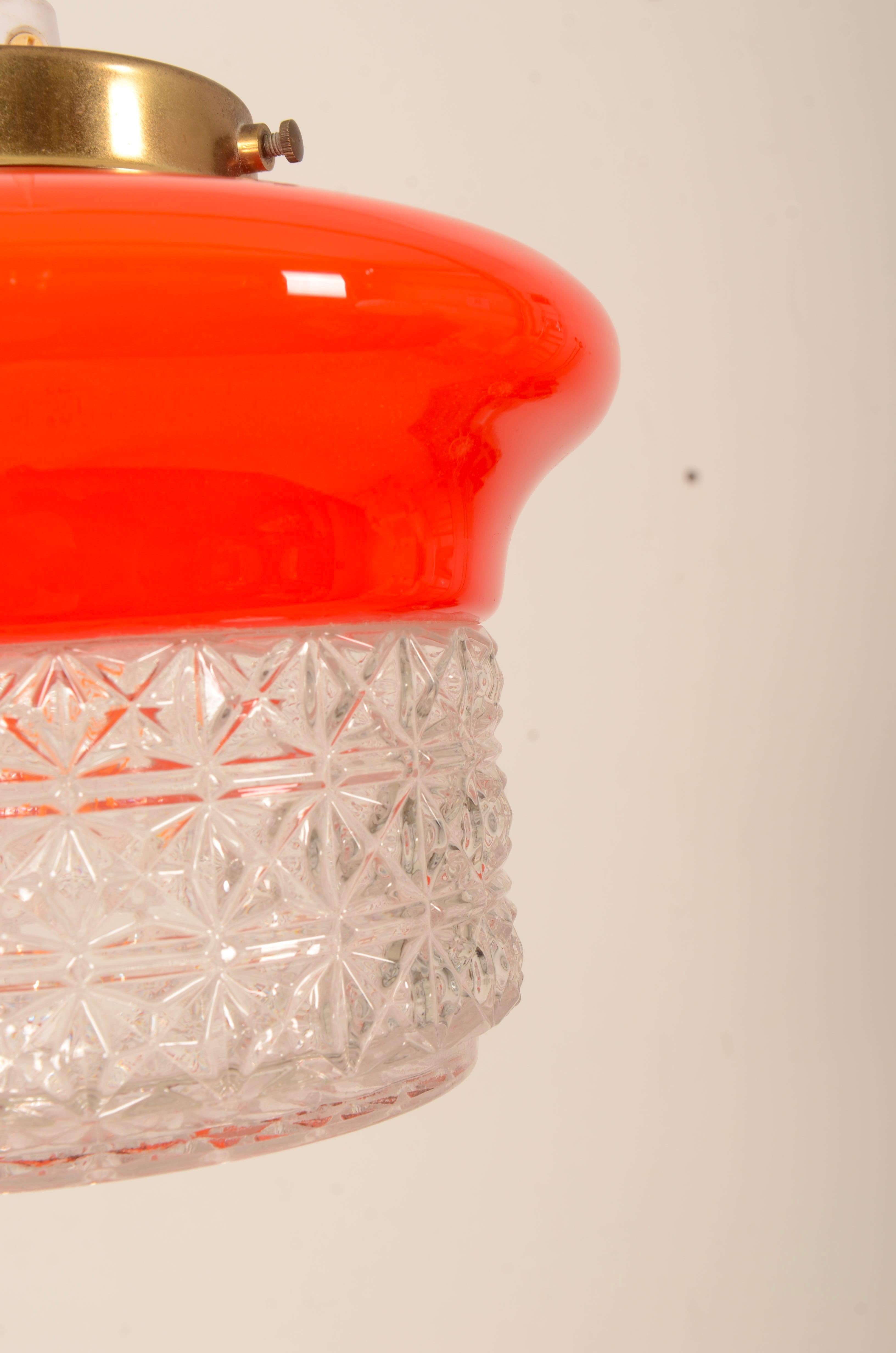 Scandinavian Orange Glass Pendant Lamp In Good Condition For Sale In Vienna, AT