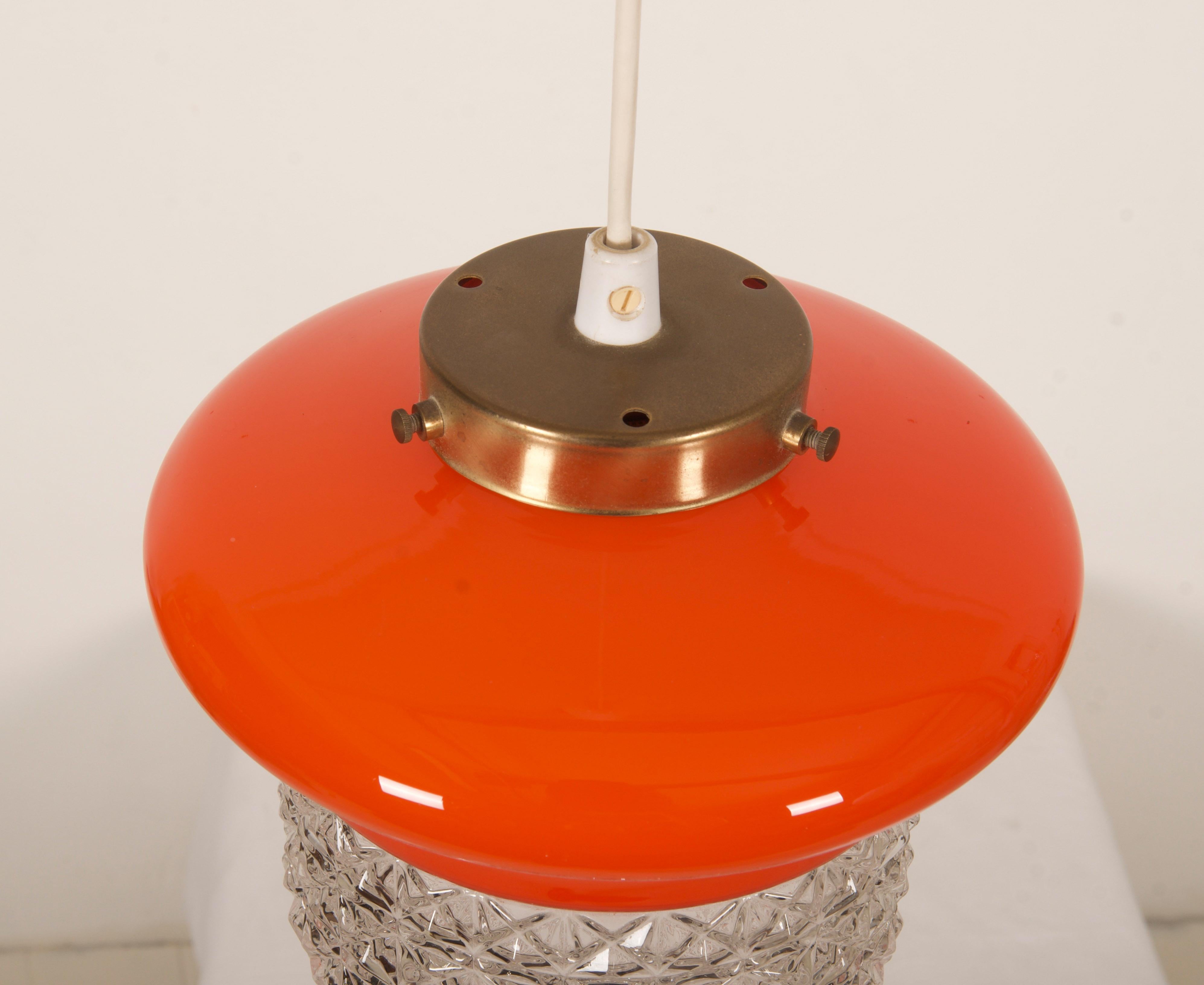 Scandinavian Orange Glass Pendant Lamp For Sale 1