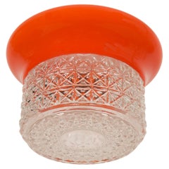 Vintage Scandinavian Orange Glass Pendant Lamp