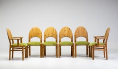The Moderninavian Oregon Pine Mid-Modern Ensemble de salle à manger - 4 chaises d'appoint et 2 fauteuils