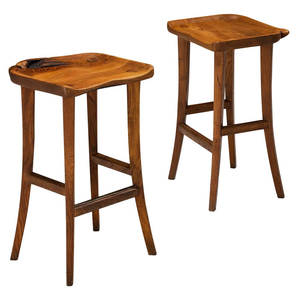 Scandinavian Organic Shaped Stool in Elm