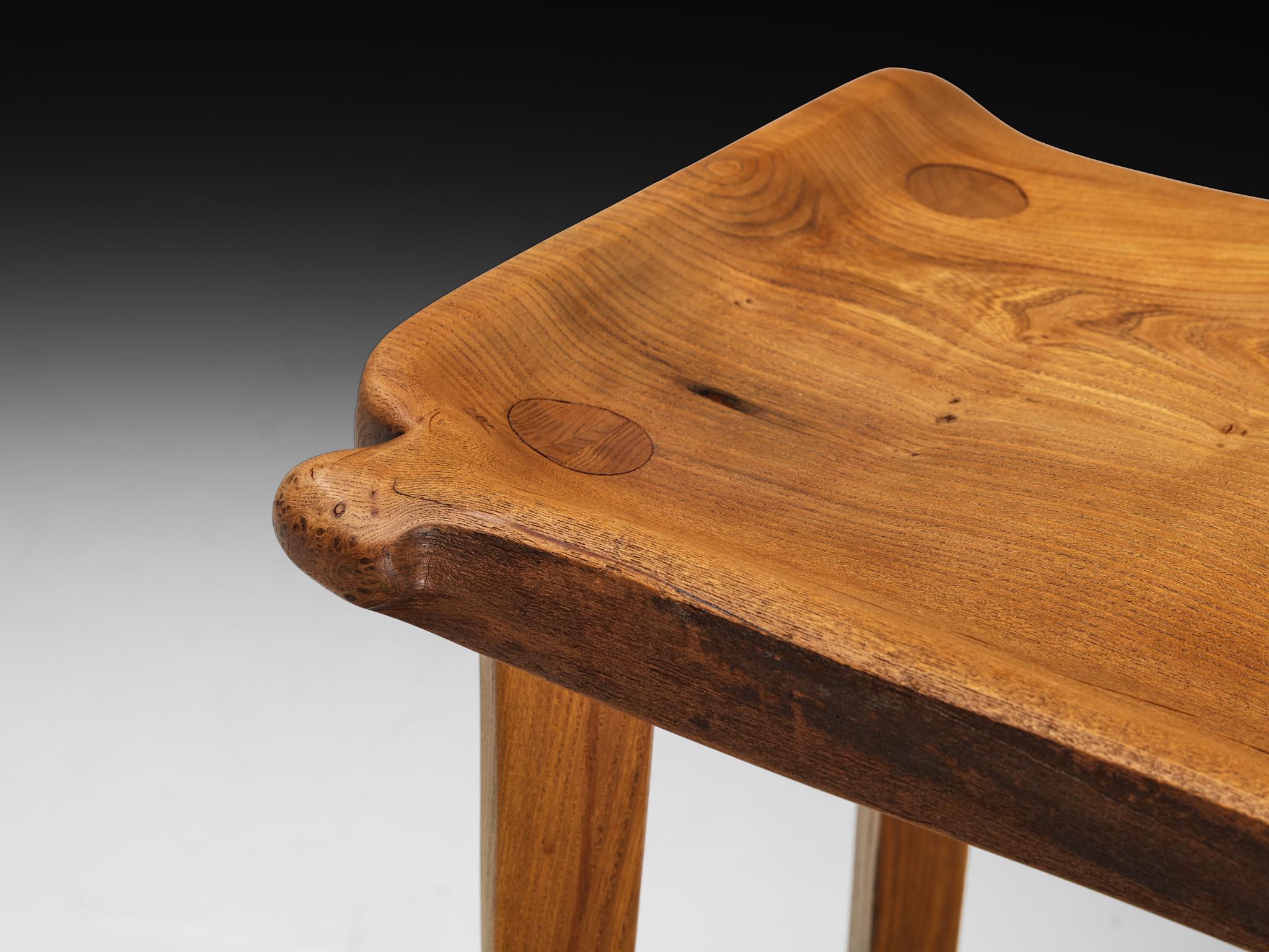 Scandinavian Organic Shaped Stools in Elm For Sale 4