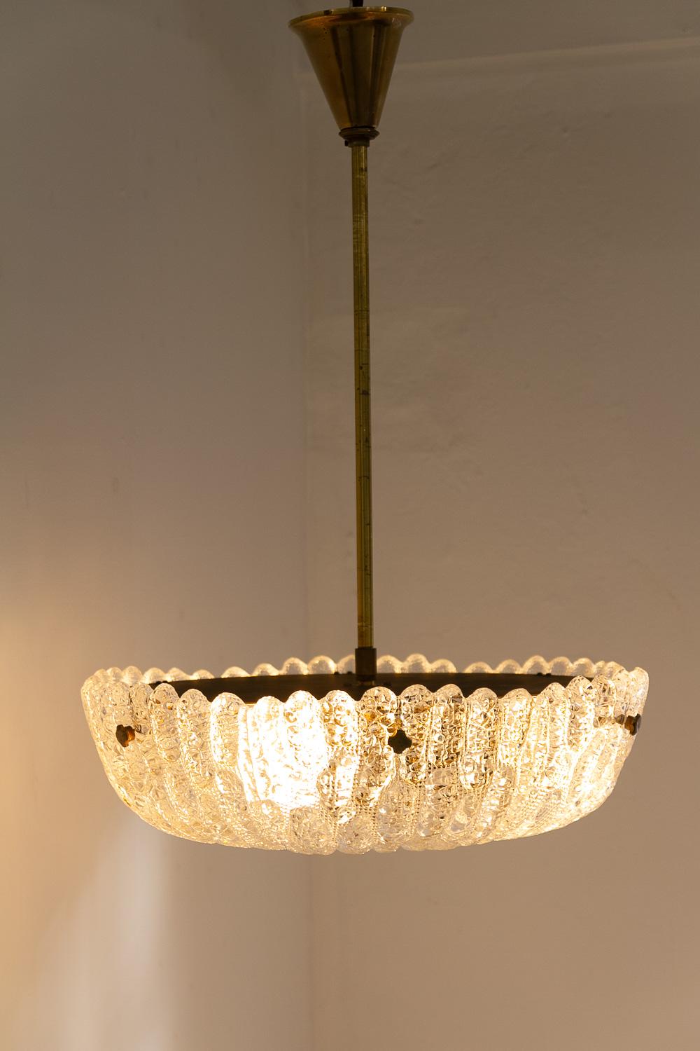 Lampadario scandinavo in cristallo Orrefors Embassy di Carl Fagerlund, anni '60. in vendita 6