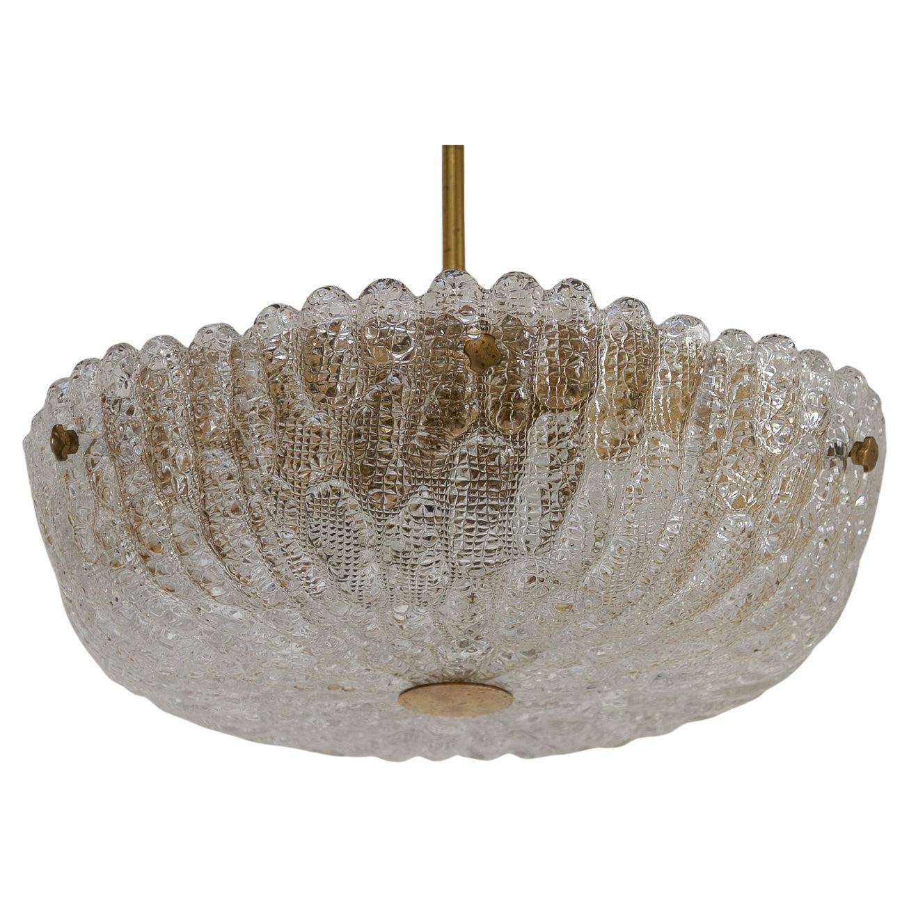 Lampadario scandinavo in cristallo Orrefors Embassy di Carl Fagerlund, anni '60.