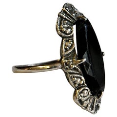 Scandinavian Oval Black Stone Silvering, 1940s