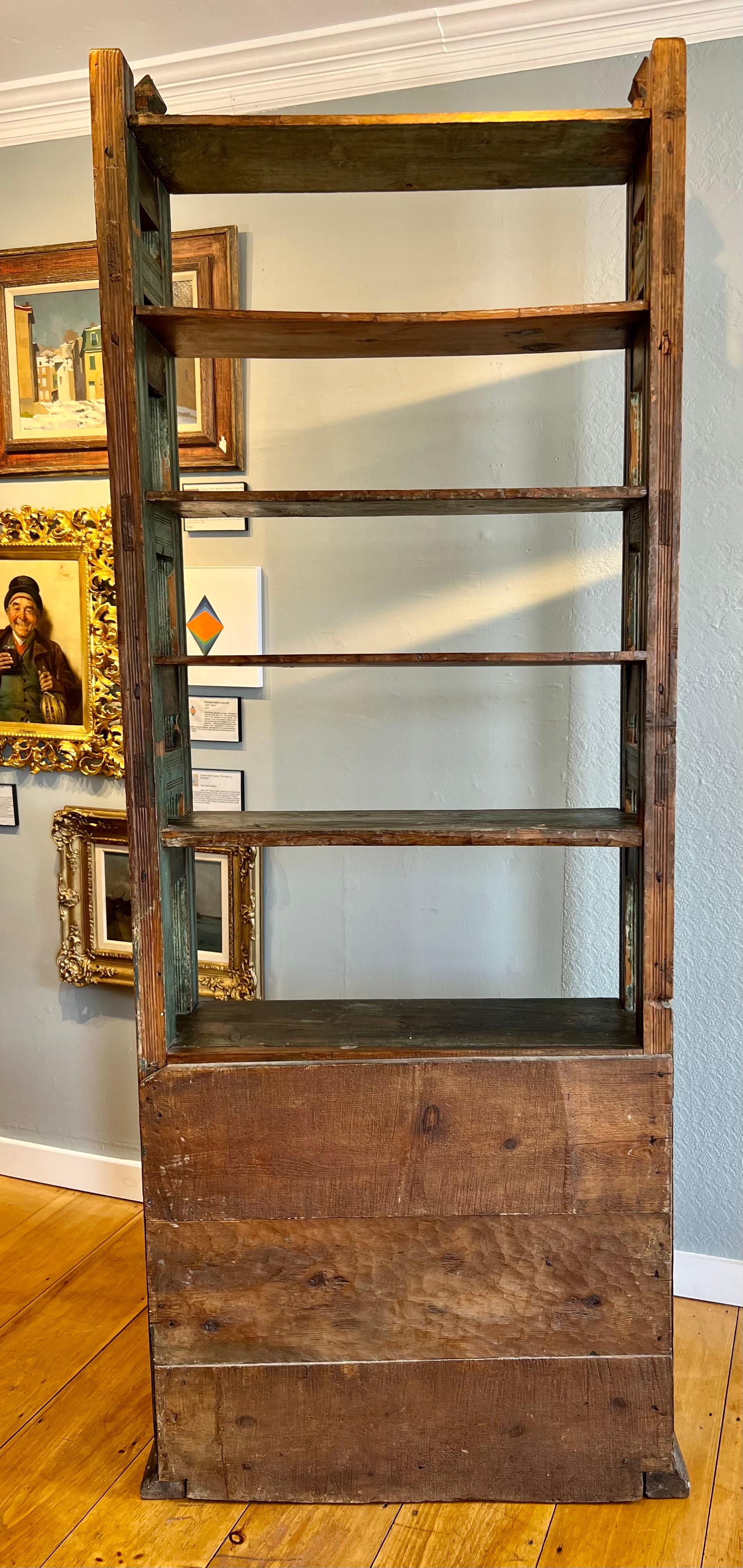 Gustavian Scandinavian Paint Decorated Bookcase with Lower Cabinet For Sale