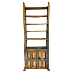 Scandinavian Paint Decorated Bookcase with Lower Cabinet