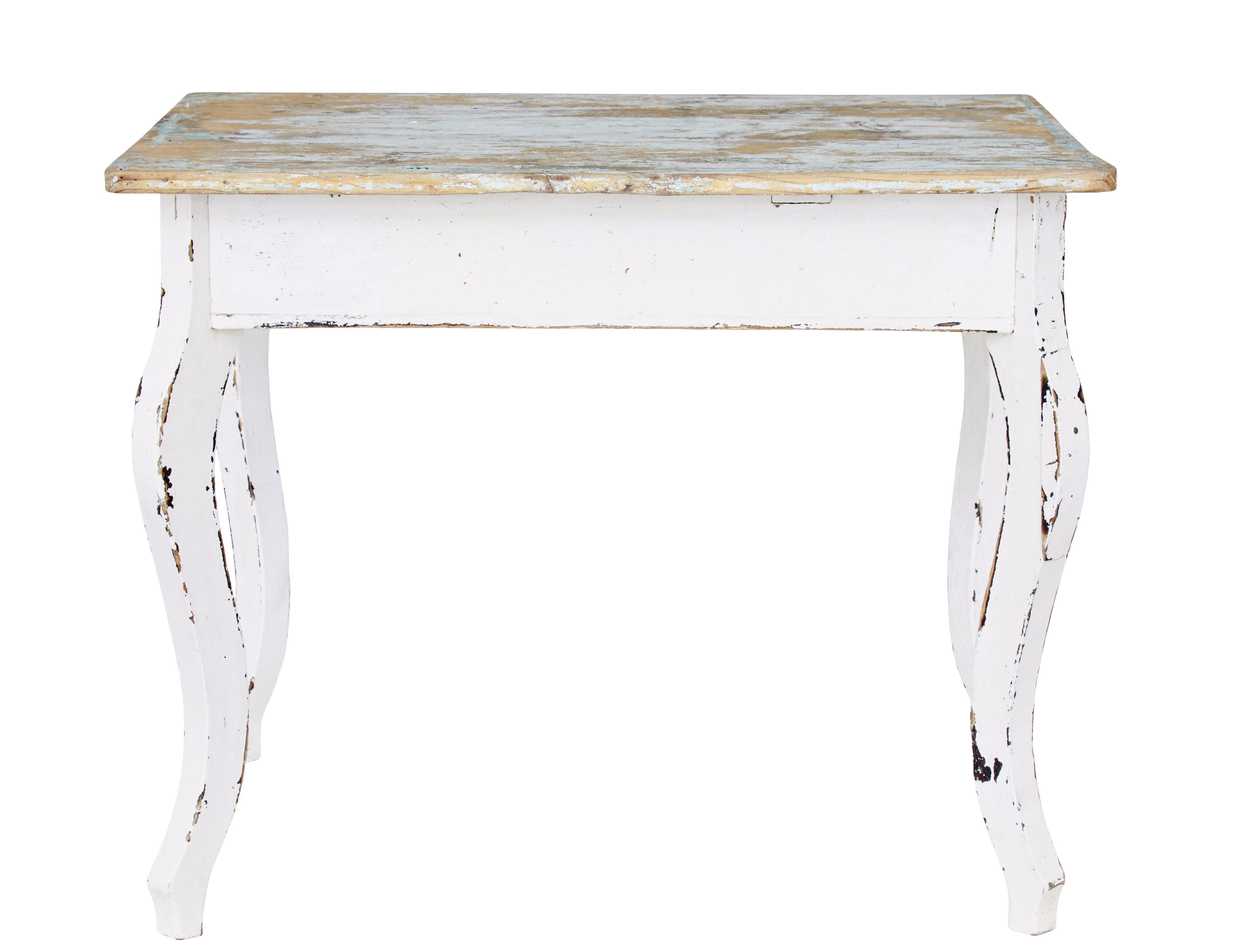 Hand-Crafted Scandinavian painted pine occasional table For Sale