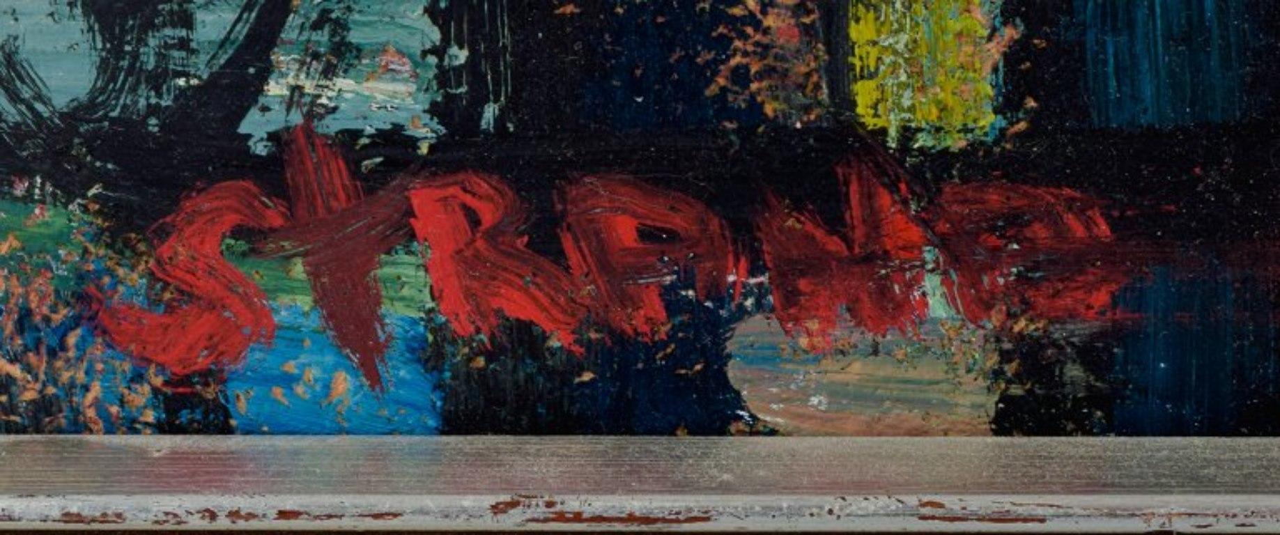 Scandinavian painter. Musicians. Oil on panel. In modernist style. 1970s. For Sale 1