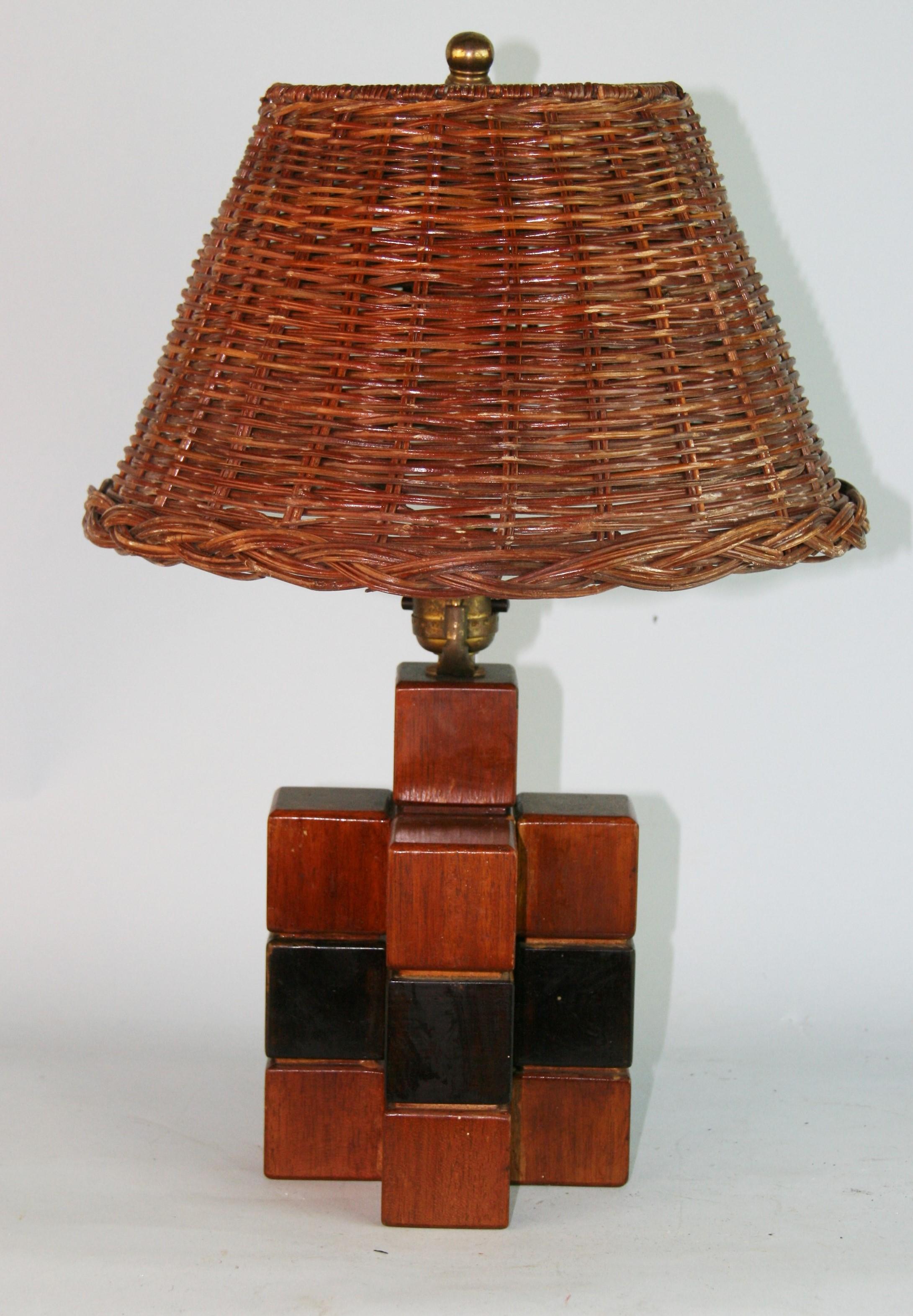 Scandinavian Pair Lamps with Wicker Shades 1960's 2
